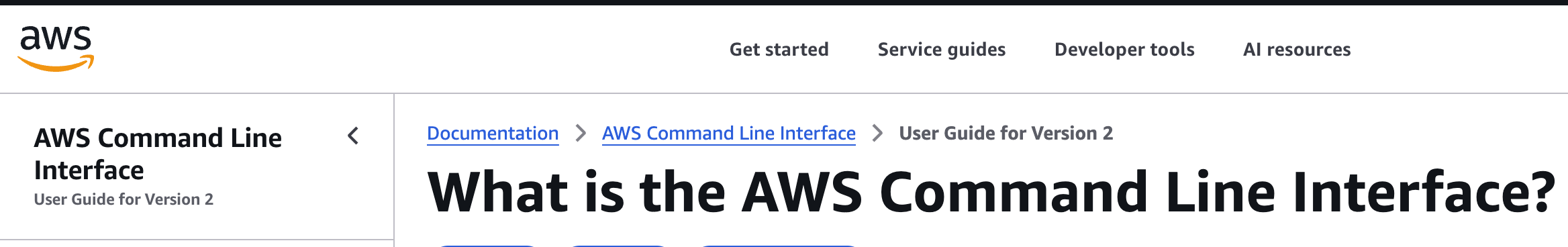 screen shot of AWS CLI manual