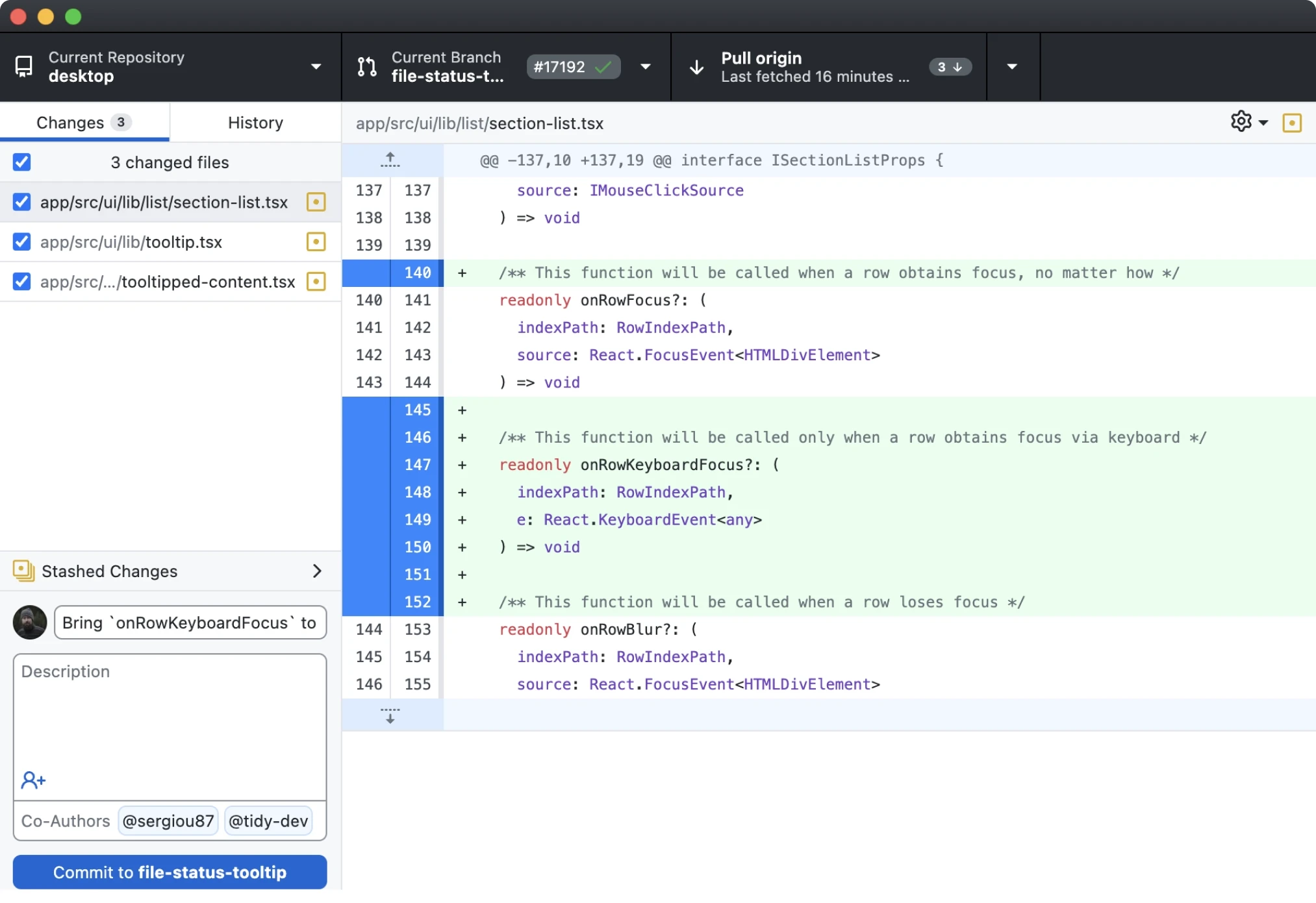 screen shot of Git Desktop